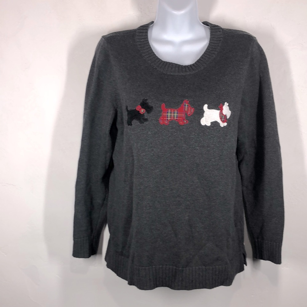 Christopher & Banks gray Scottie dog sweater size medium